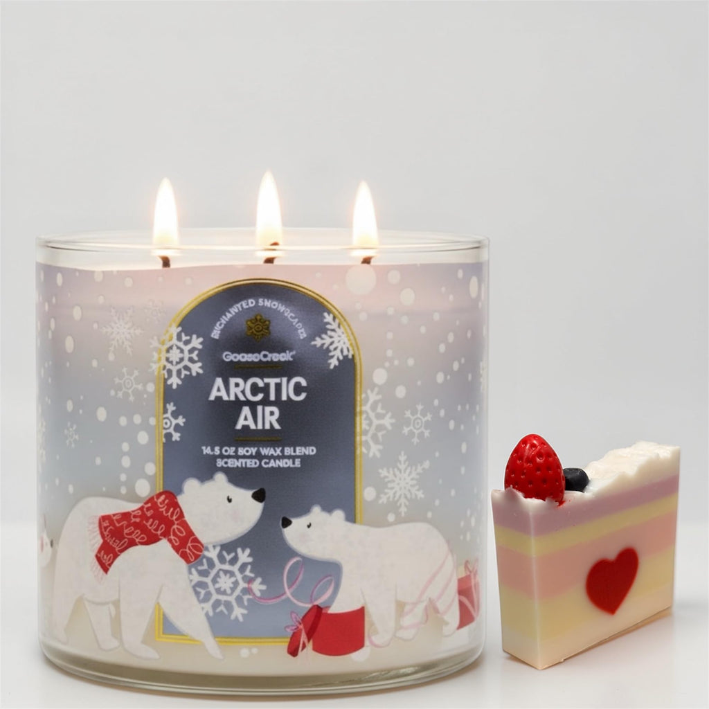 Arctic & Air Scented Candle, 14.5 oz Soy Wax Blend, 3-Wick, Frozen Juniper and Vanilla Icicles, Winter Theme