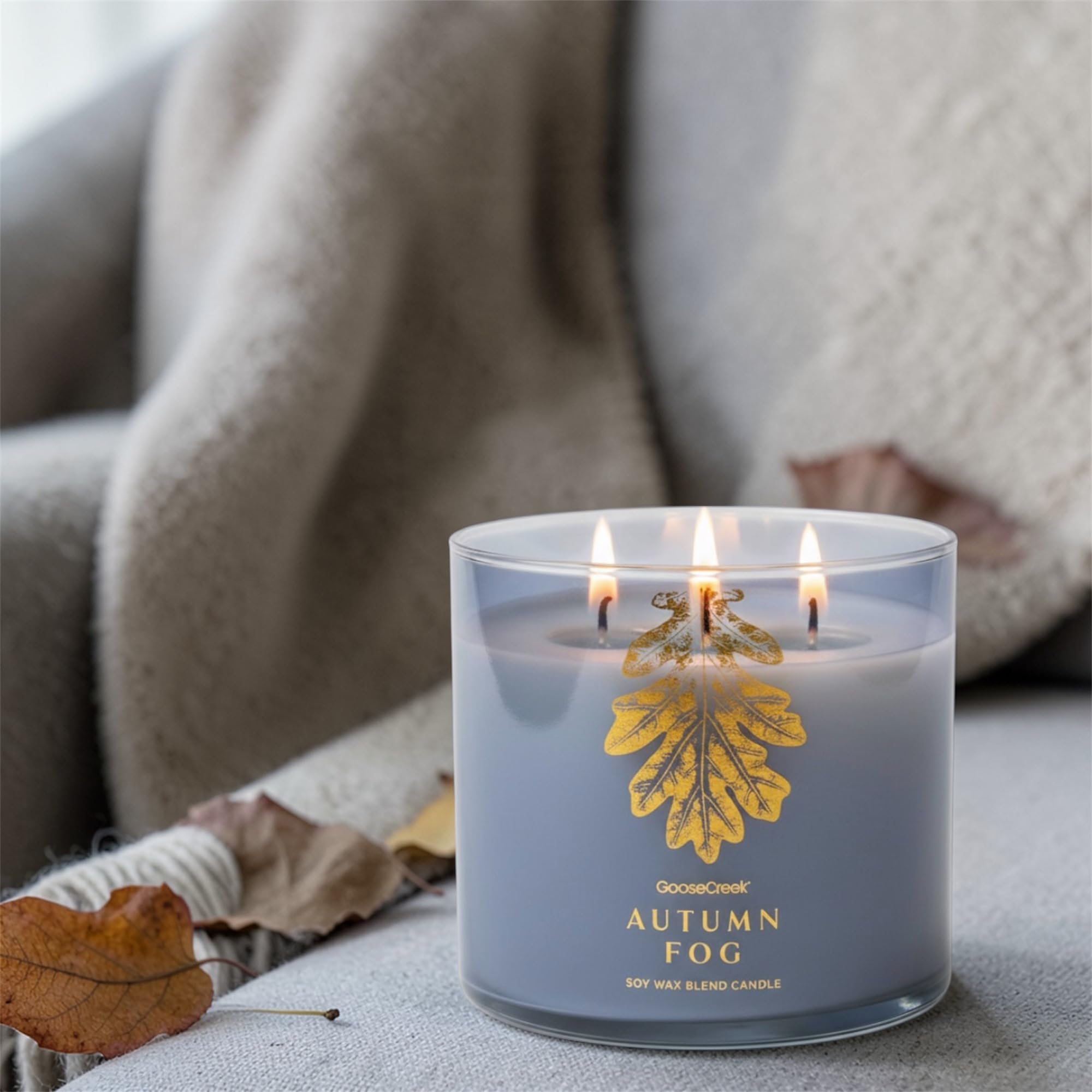 Autumn Fog Soy Wax Blend Candle, Italian Mandarin, Frosted Lavender & ICY Fog Scent, 3-Wick