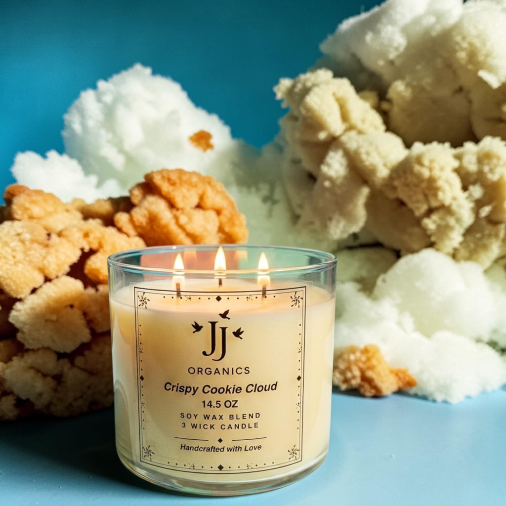 JJ Organics Crispy Cookie Cloud Soy Wax Blend Candle, 3 Wick, 14.5 oz, Handcrafted