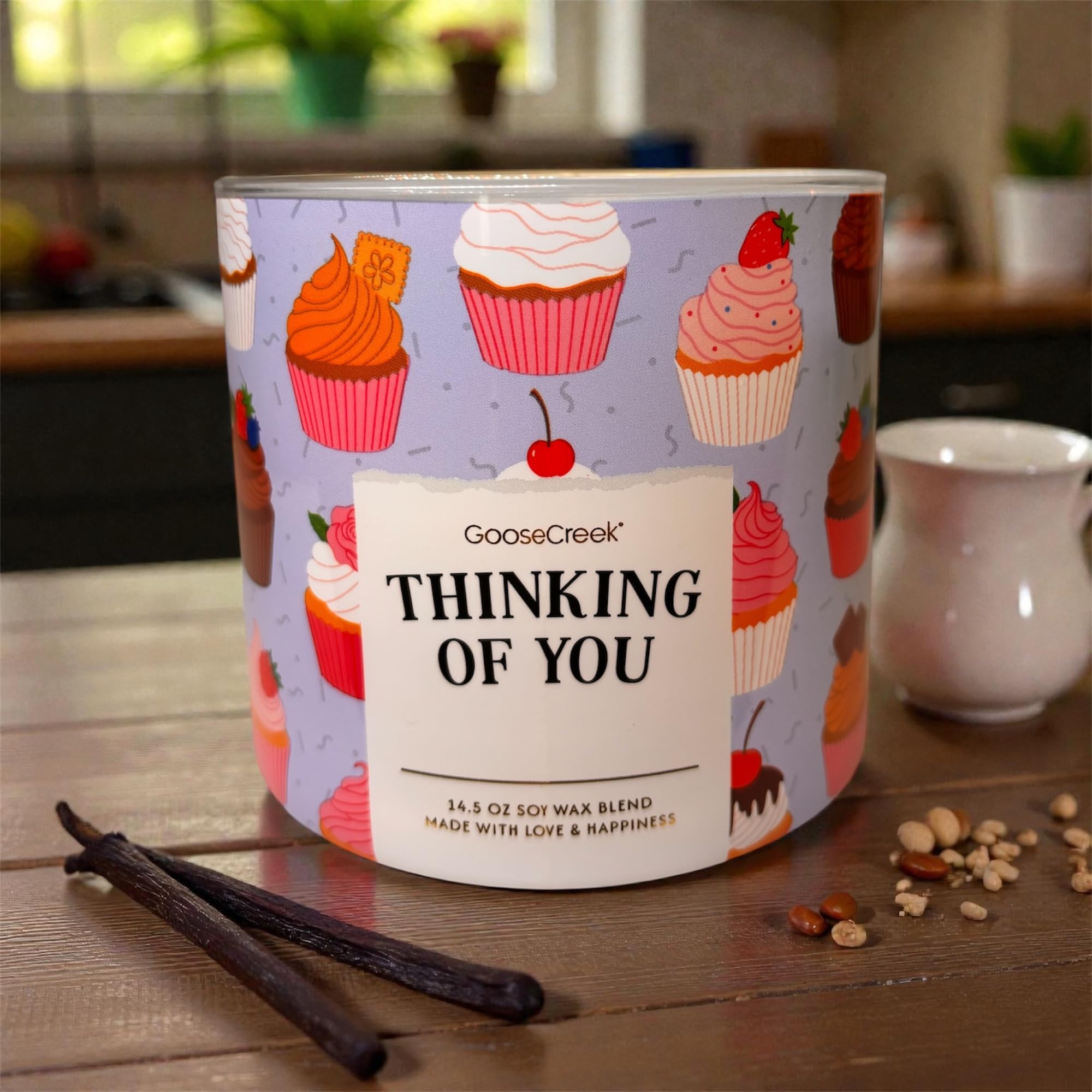 Thinking of You Candle, Soy Wax Blend, Cupcake Theme, 14.5 oz and Artisanal Shortcake soap as a Gift.