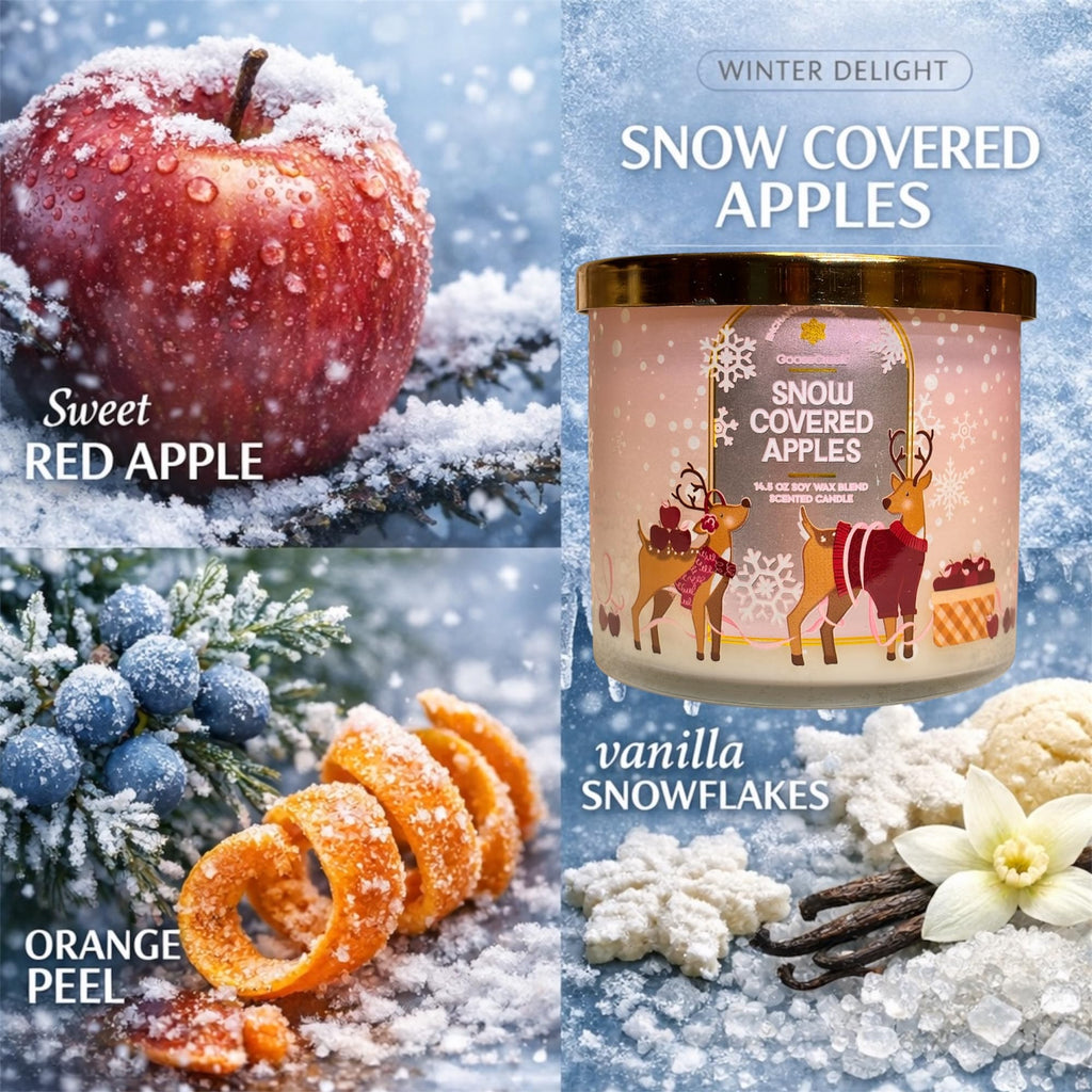 Snow Covered Apples Scented Candle, 3-Wick, Soy Wax Blend, 14.5 oz, Winter Delight
