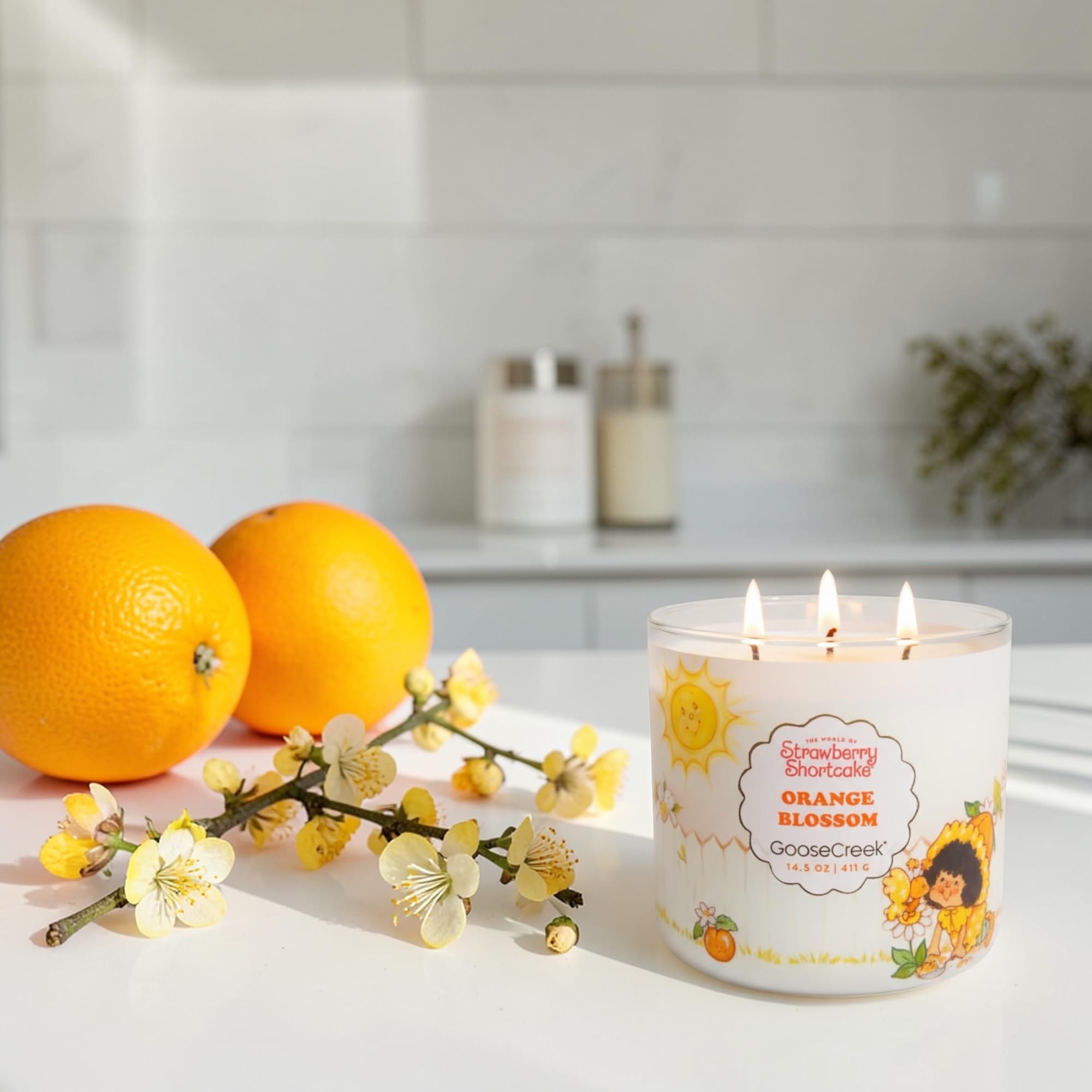 Strawberry Shortcake Orange Blossom Scented Candle with Artisanal Shortcake Soap Gift Set, 14.5 oz