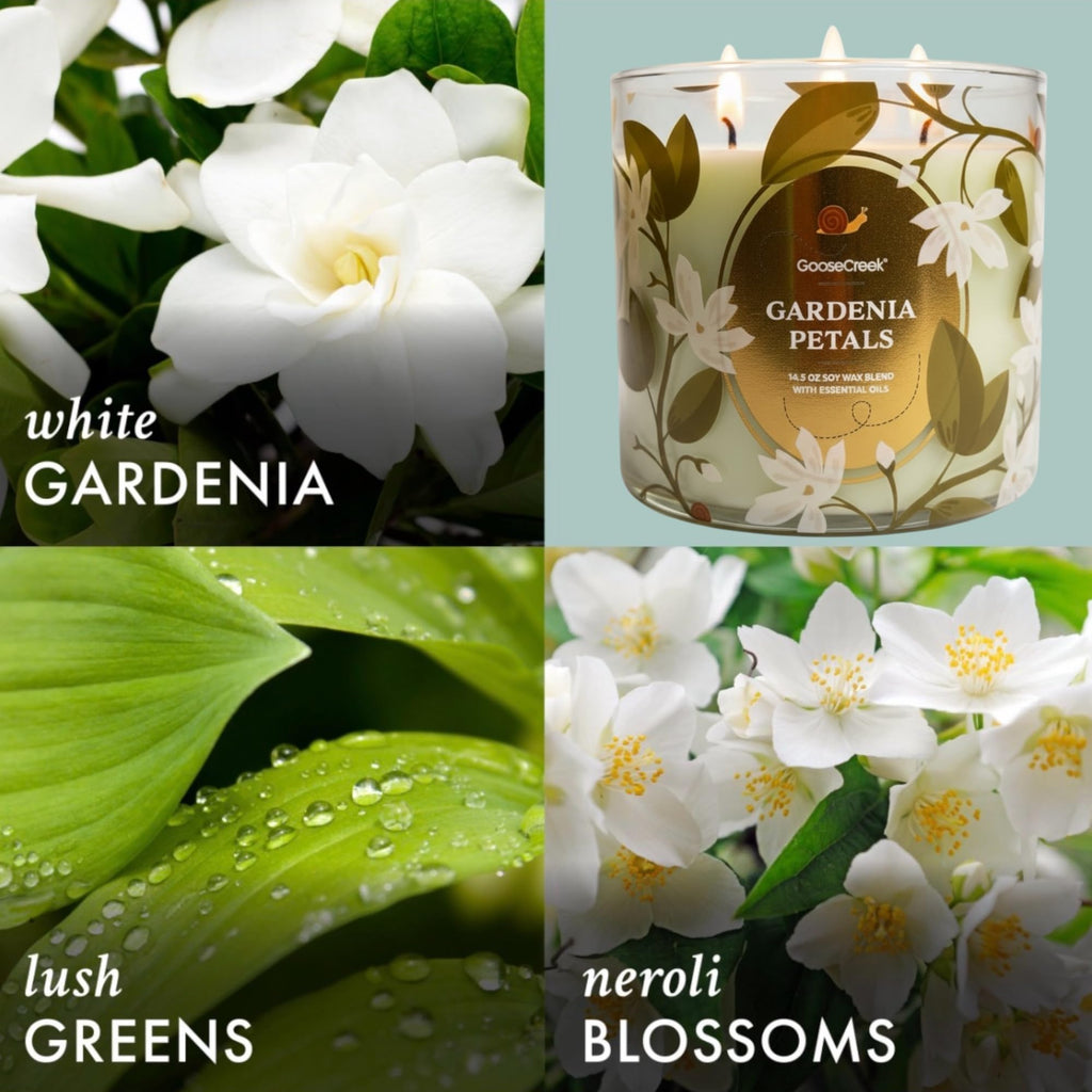 Floral Summer 3-Wick Scented Candles, Soy Wax Blend with Essential Oils, 14.5 oz, Set of 3 Floral Fragrances