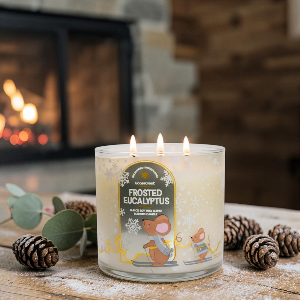 Frosted Eucalyptus 3-Wick Scented Candle, Soy Wax Blend, 14.5 oz, Frosted Pine, Crisp Eucalyptus, Bright Bergamot & ICY Mint
