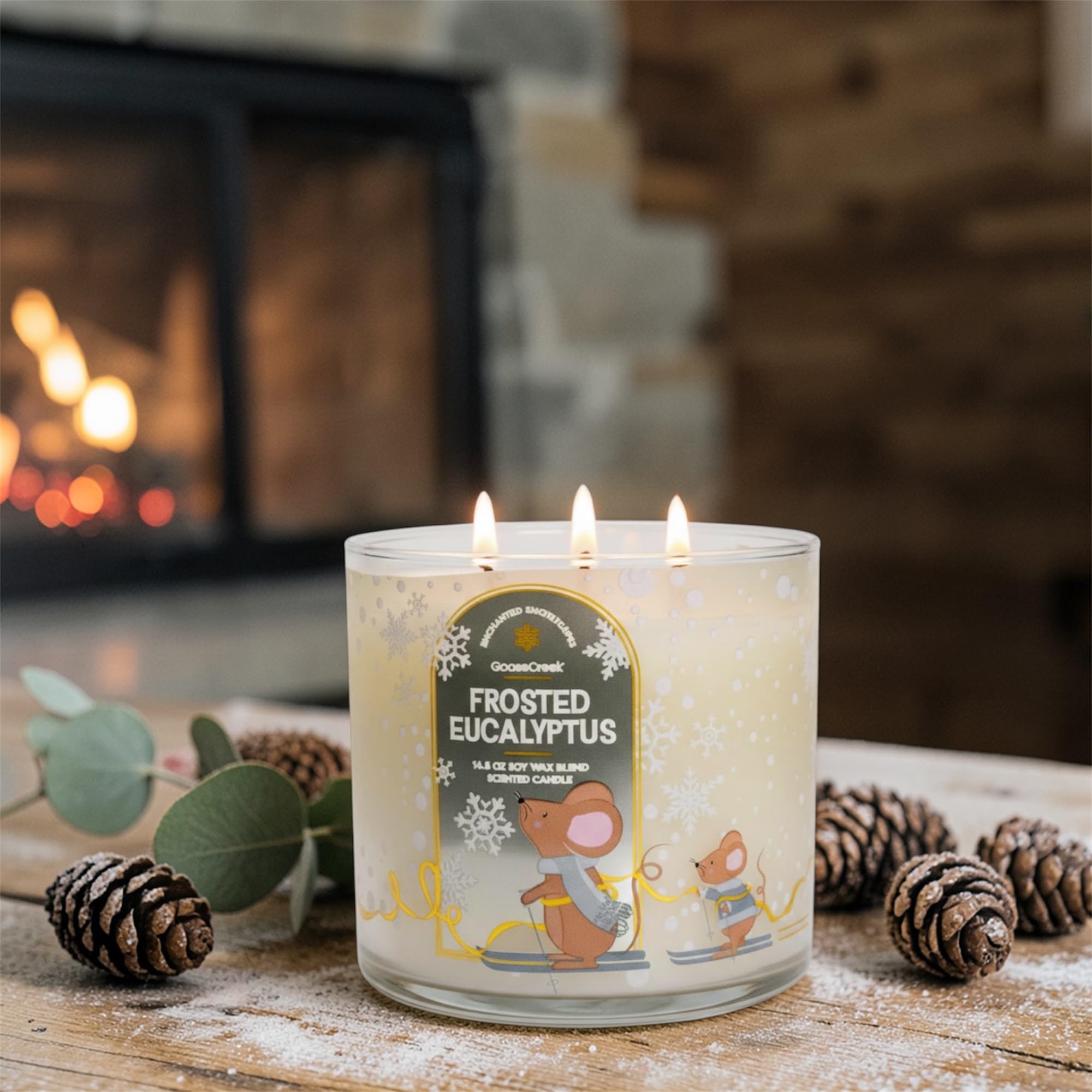 Frosted Eucalyptus 3-Wick Scented Candle, Soy Wax Blend, 14.5 oz, Frosted Pine, Crisp Eucalyptus, Bright Bergamot & ICY Mint