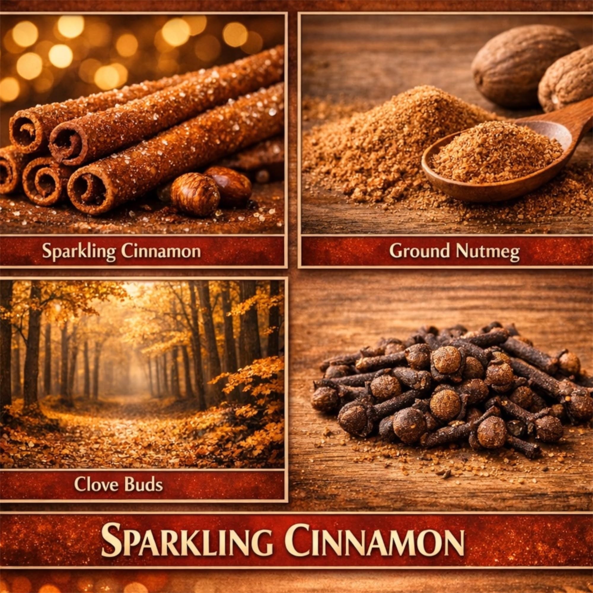 Sparkling Cinnamon Scented Candle, 14.5 oz Soy Wax Blend, with Goat Milk Soap Bar, Paraben Free, Cruelty Free