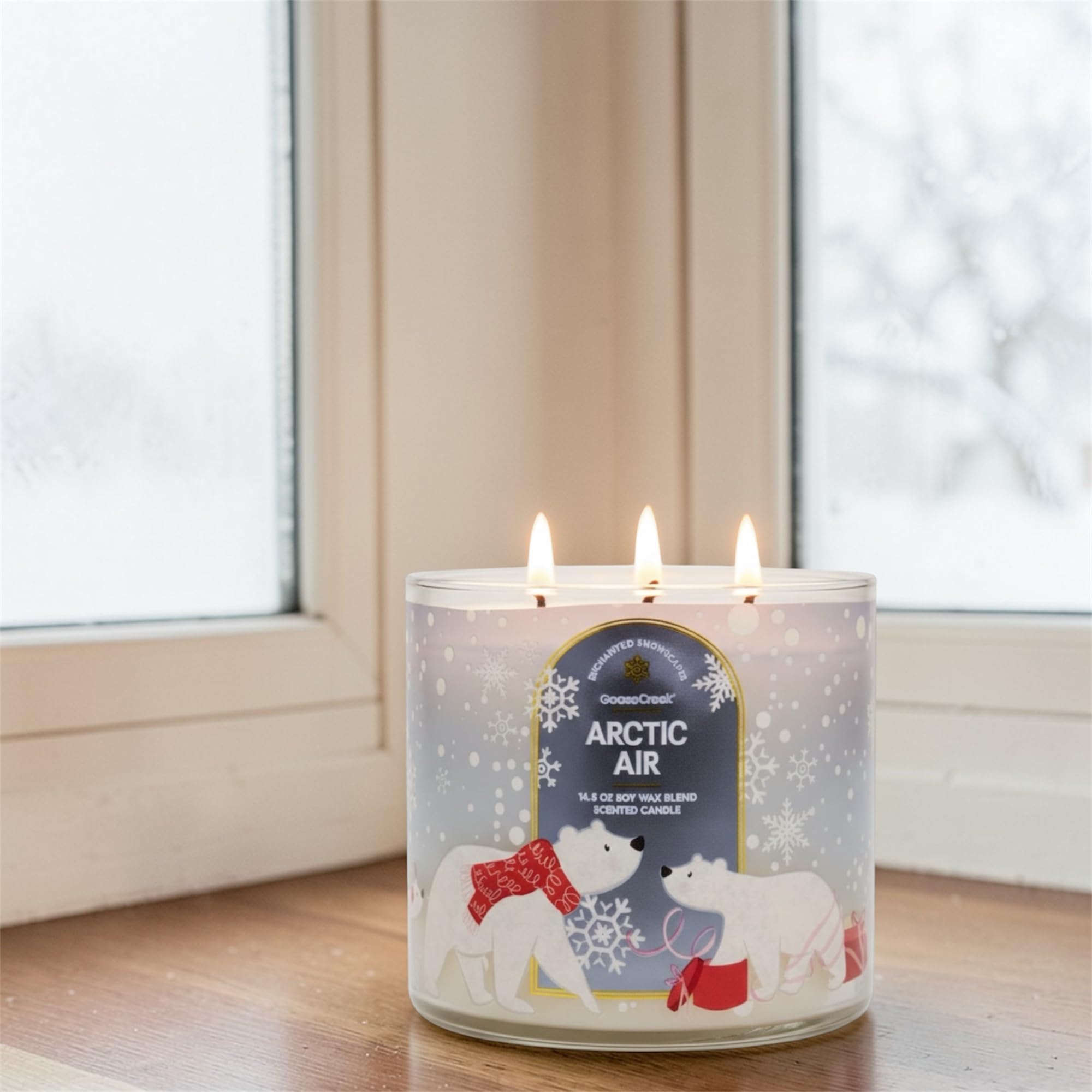 Arctic & Air Scented Candle, 14.5 oz Soy Wax Blend, 3-Wick, Frozen Juniper and Vanilla Icicles, Winter Theme
