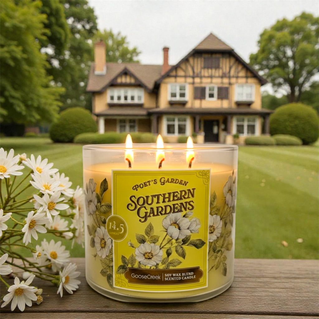 Goose Creek Poet's Garden Southern Gardens Scented Candle, Soy Wax Blend, 3-Wick, 14.5 oz