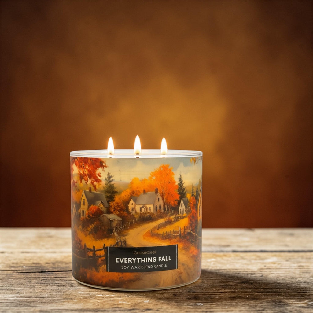 Everything Fall Soy Wax Blend Candle, 3-Wick, Apples Peel, Pumpkin, Autumn Spice and Cedarwood Scented