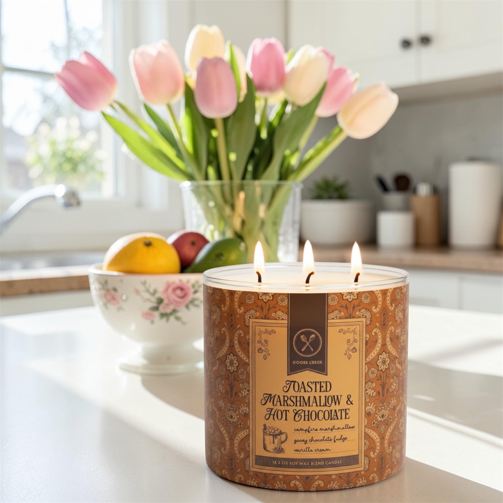 Toasted Marshmallow & Hot Chocolate Soy Wax Blend Candle, 14.5 oz, Campfire Marshmallow, Chocolate Fudge, Vanilla Cream