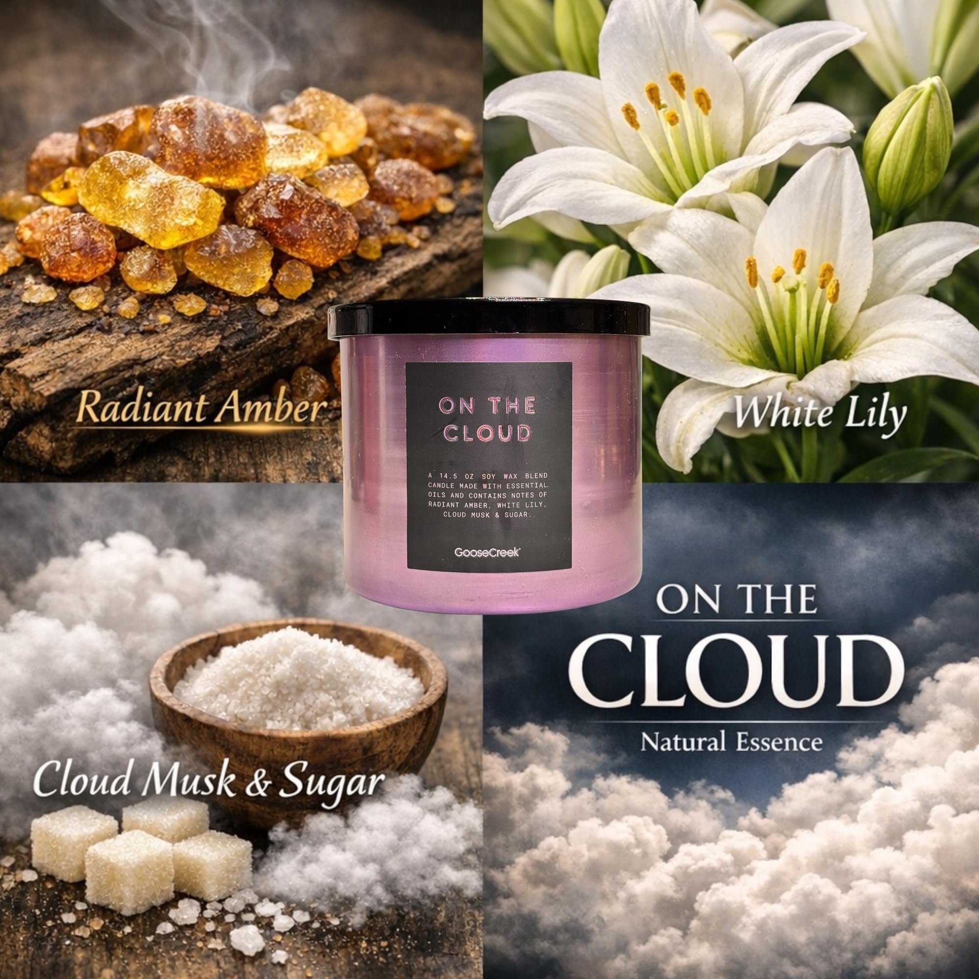 Soy Wax Blend Scented Candles, 14.5 oz, Set of 3, with Natural Essential Oils, Pure Comfort, Looking Rosy, on the Cloud