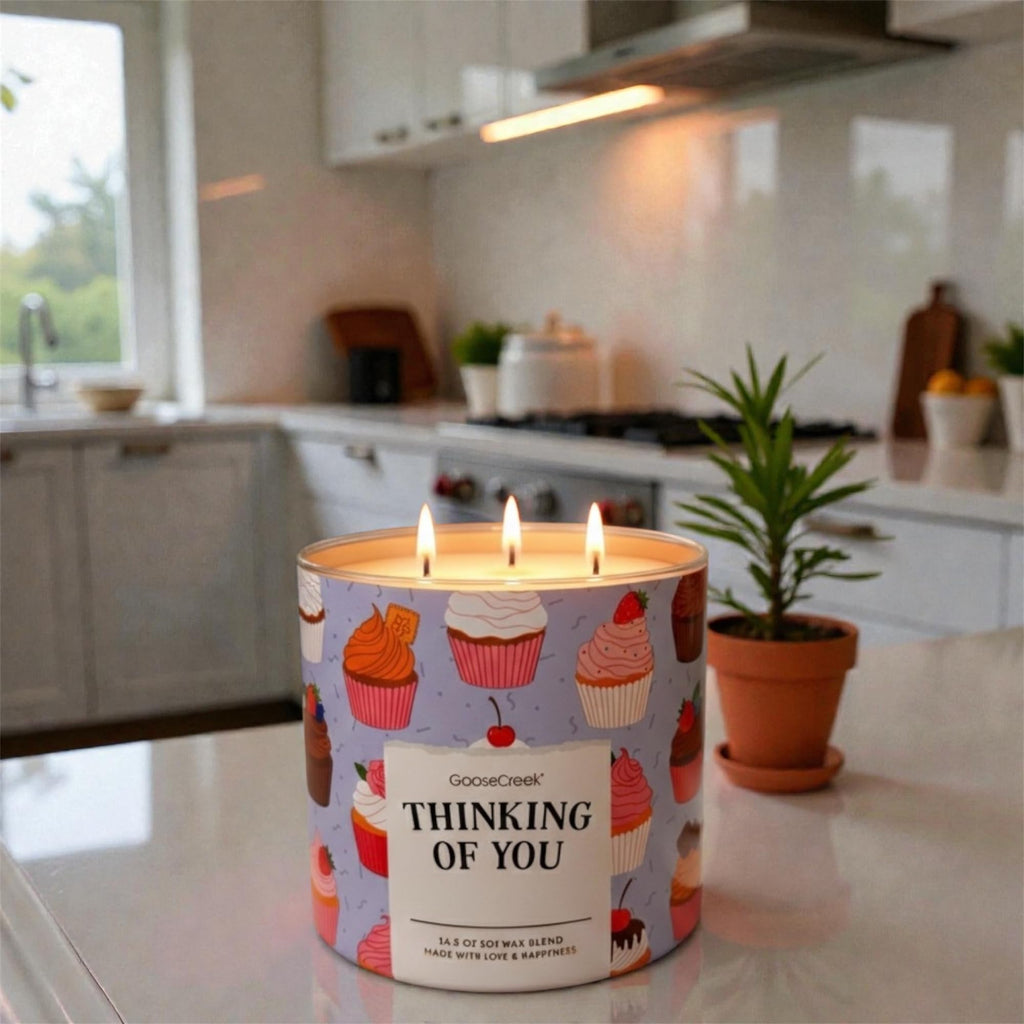 Thinking of You Candle, Soy Wax Blend, Cupcake Theme, 14.5 oz and Artisanal Shortcake soap as a Gift.