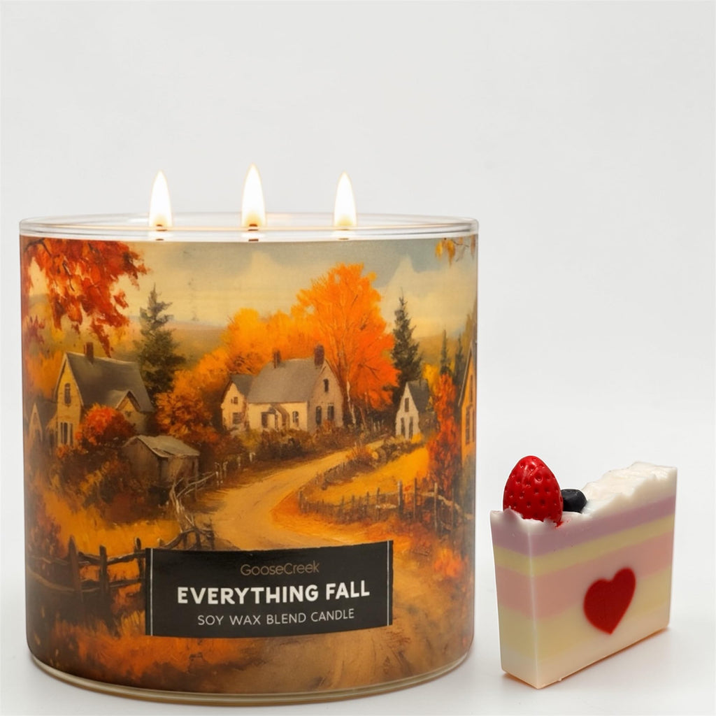 Everything Fall Soy Wax Blend Candle, 3-Wick, Apples Peel, Pumpkin, Autumn Spice and Cedarwood Scented