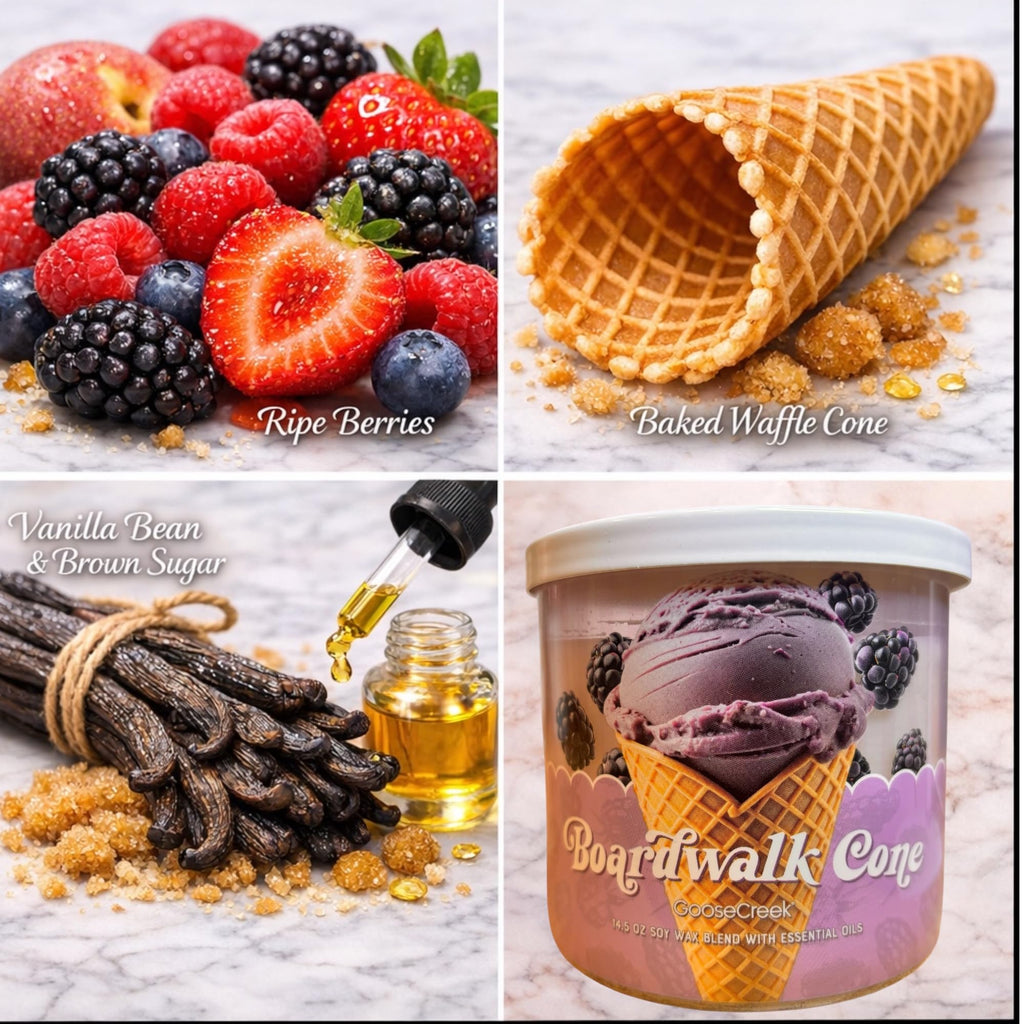 Boardwalk Cone Scented Candle, Soy Wax Blend with Essential Oils, 14.5 oz, Apples, Berry, and Peach Varieties