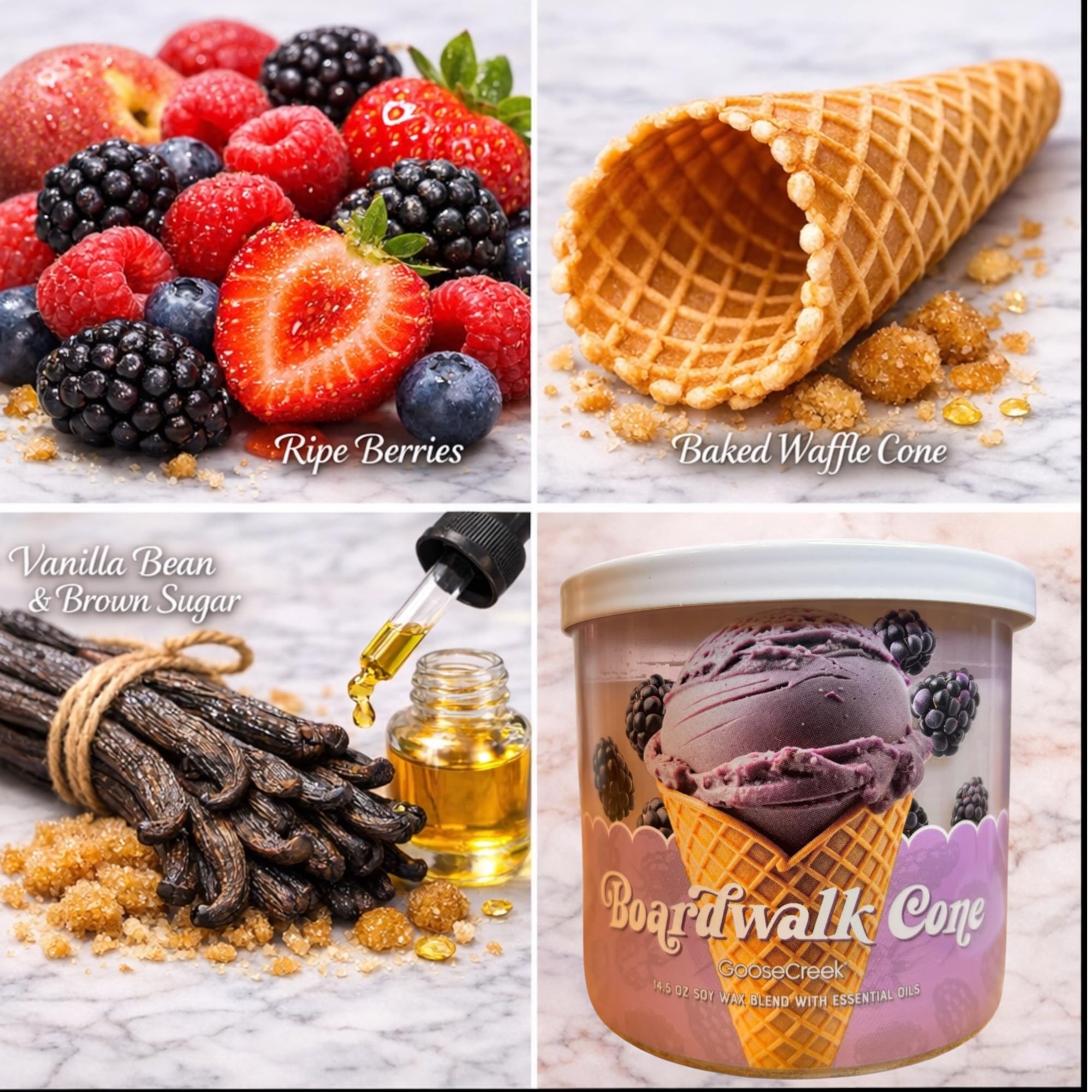 Boardwalk Cone Scented Candle, Soy Wax Blend with Essential Oils, 14.5 oz, Apples, Berry, and Peach Varieties