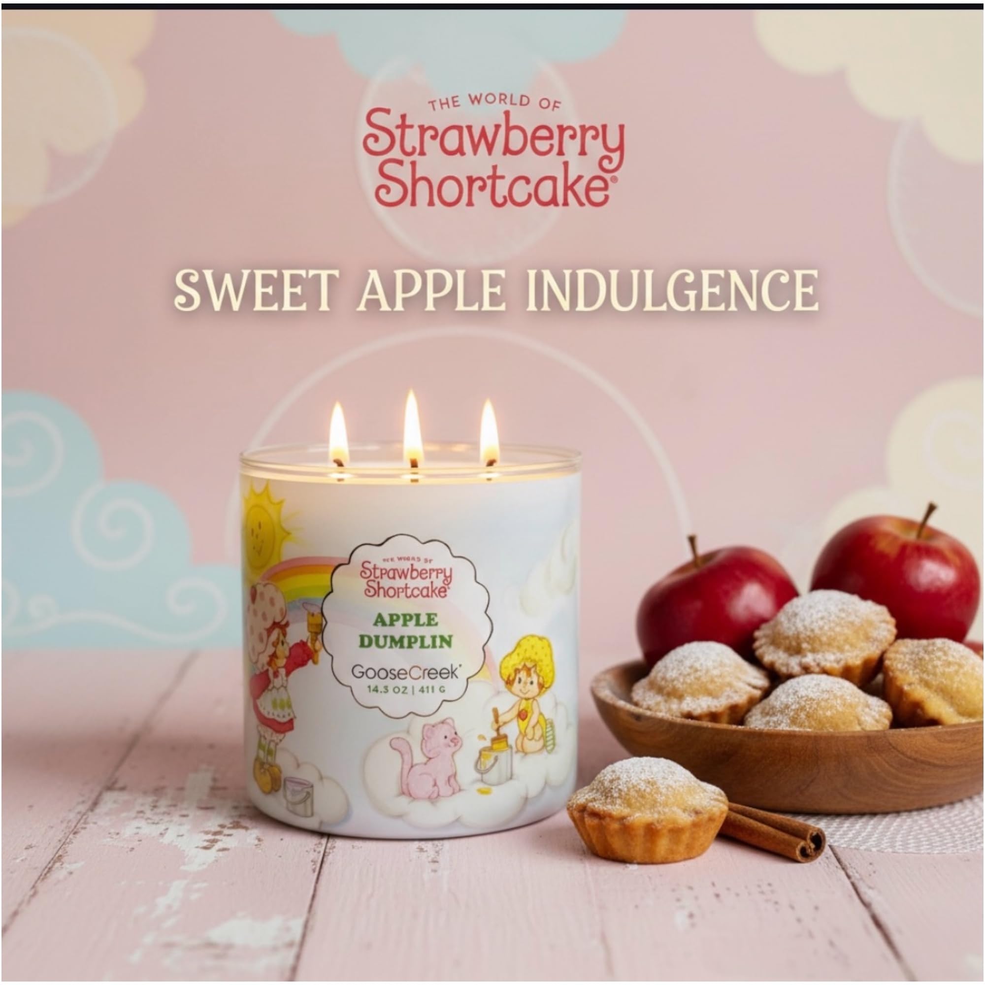 Strawberry Shortcake Apples Dumplin Scented Candle with Artisanal Soap Gift, 14.5 oz, Baked Apples and Cinnamon Sugar Fragrance