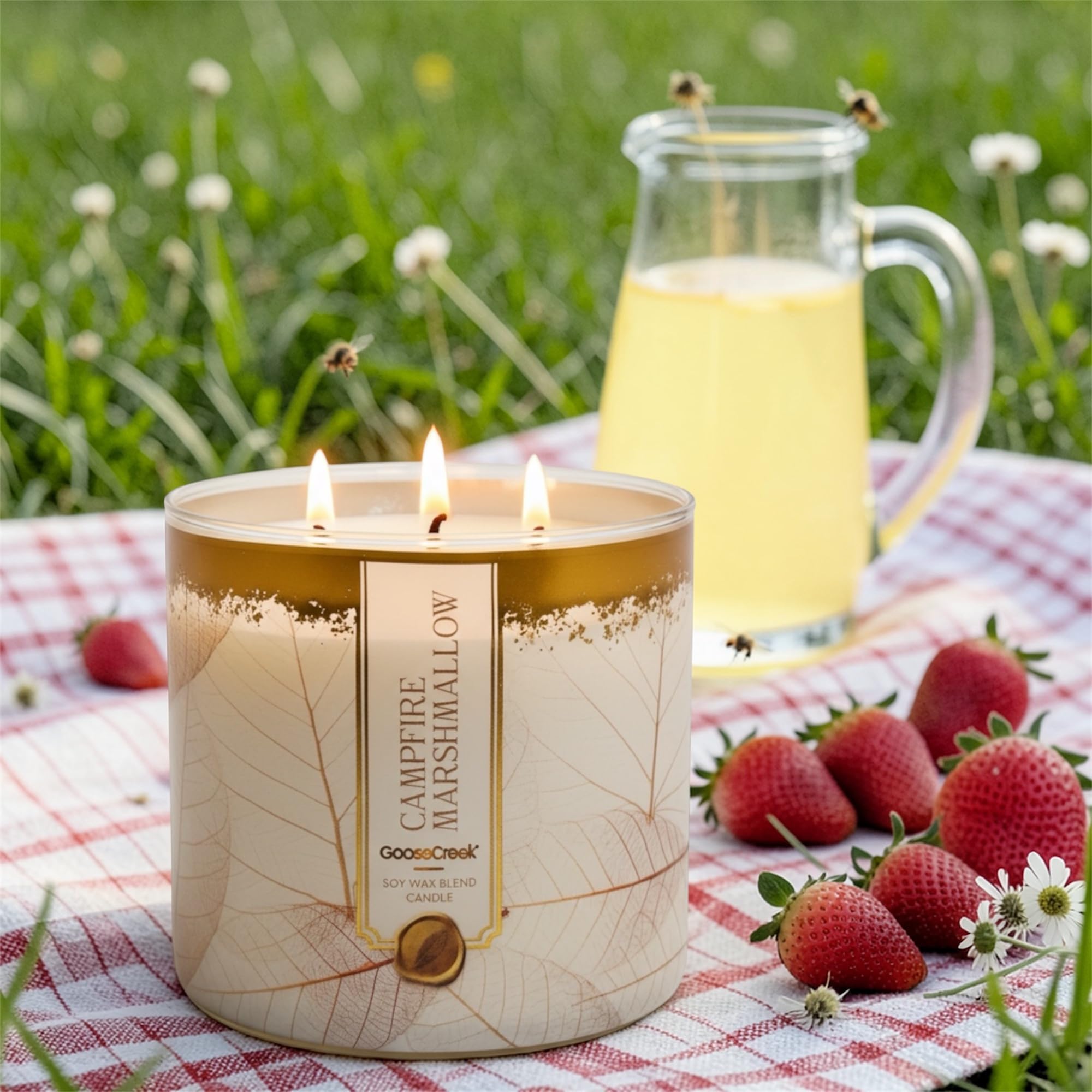 Campfire Marshmallow Soy Wax Blend Candle, 3-Wick, Fluffy Marshmallow, Vanilla Bean & Spun Sugar Scent