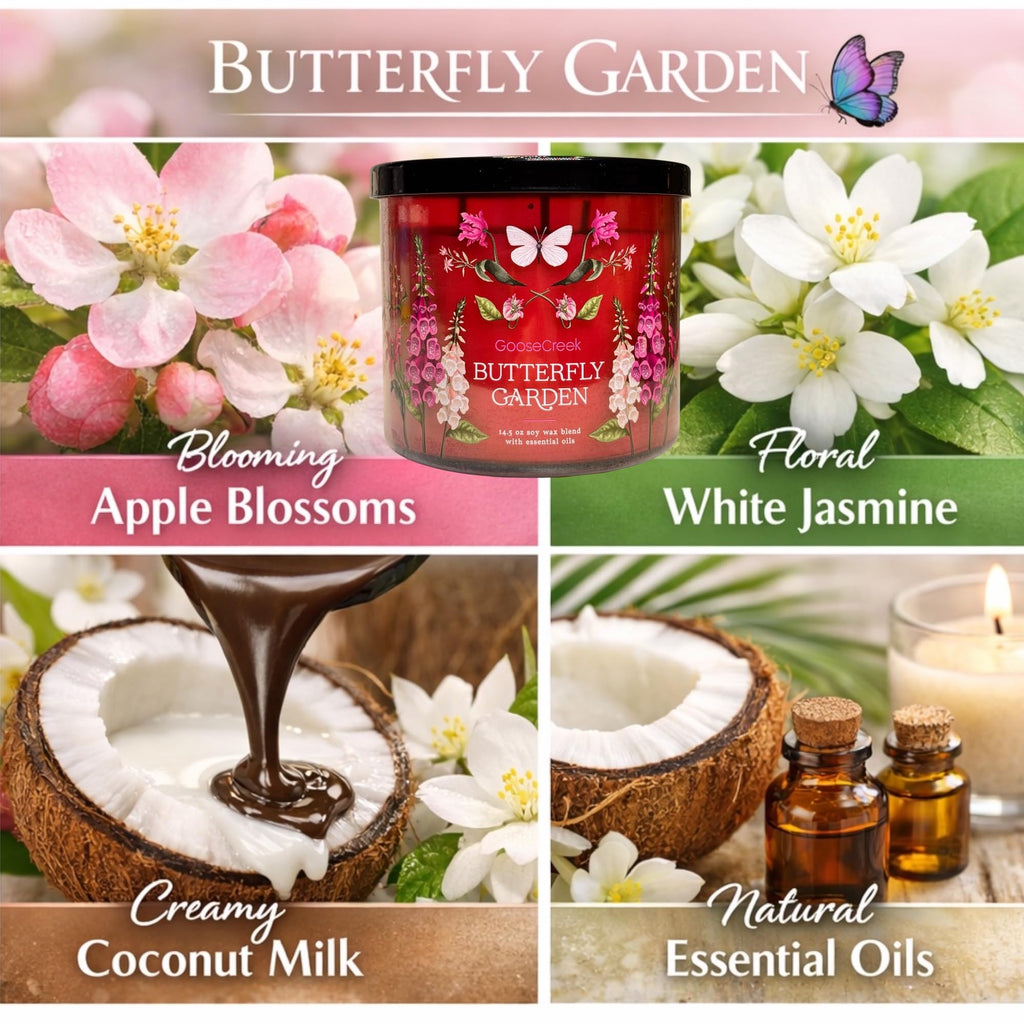 Butterfly Garden, Lavender de France & Farmhouse Lavender Scented Candles, Soy Wax Blend with Essential Oils, 14.5 oz