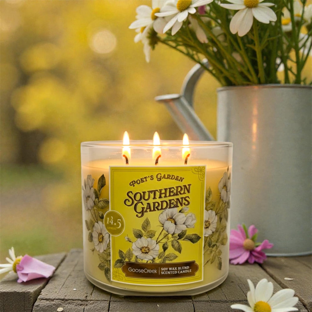 Goose Creek Poet's Garden Southern Gardens Scented Candle, Soy Wax Blend, 3-Wick, 14.5 oz