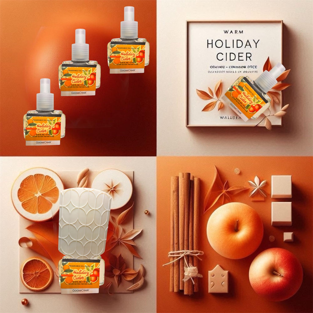 Goose Creek Holiday Cider Fragrance Oil Plug-In Refills, Orange Cinnamon Spice Scent, 0.8 FL OZ, 3 Pack