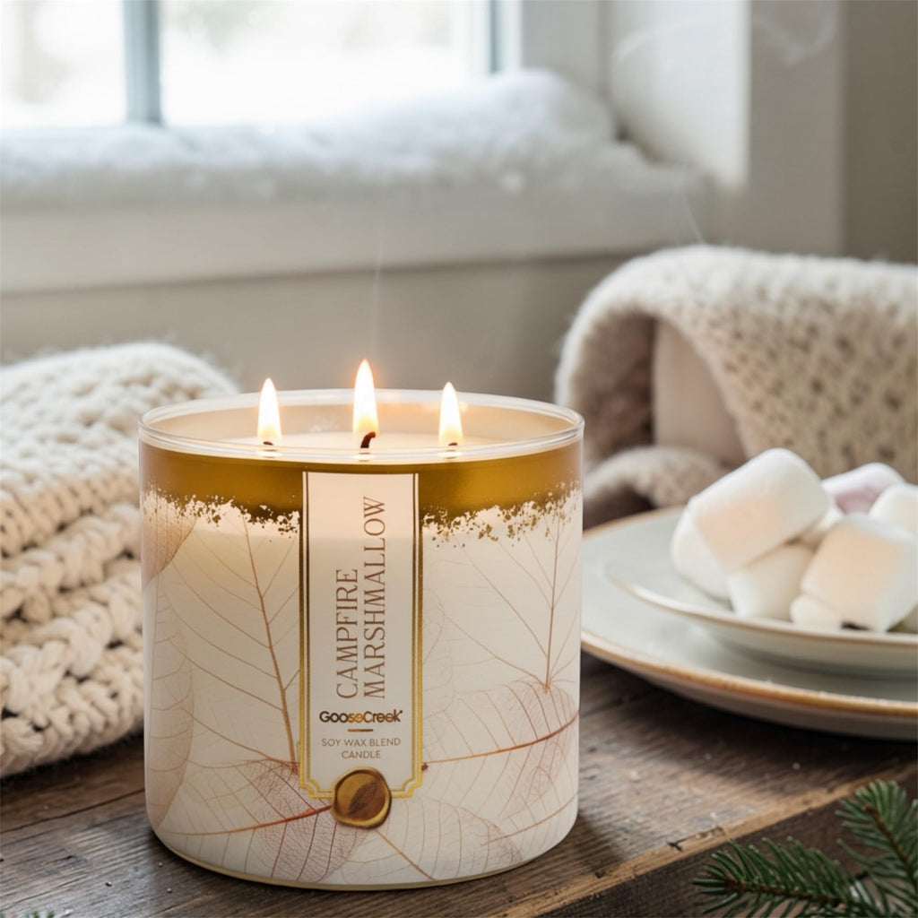 Campfire Marshmallow Soy Wax Blend Candle, 3-Wick, Fluffy Marshmallow, Vanilla Bean & Spun Sugar Scent