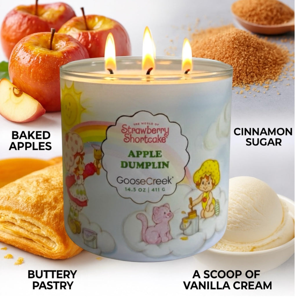 Strawberry Shortcake Apples Dumplin Scented Candle with Artisanal Soap Gift, 14.5 oz, Baked Apples and Cinnamon Sugar Fragrance