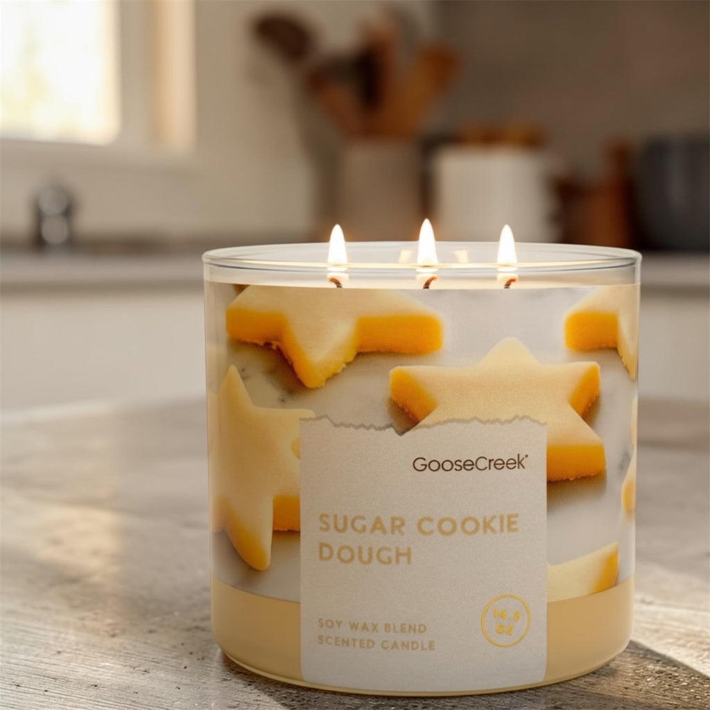 Sugar Cookie Dough Scented Candle, Soy Wax Blend, 3-Wick, 14.5 oz, Sweet Cookie Dough, Vanilla Extract, Spiced Vanilla