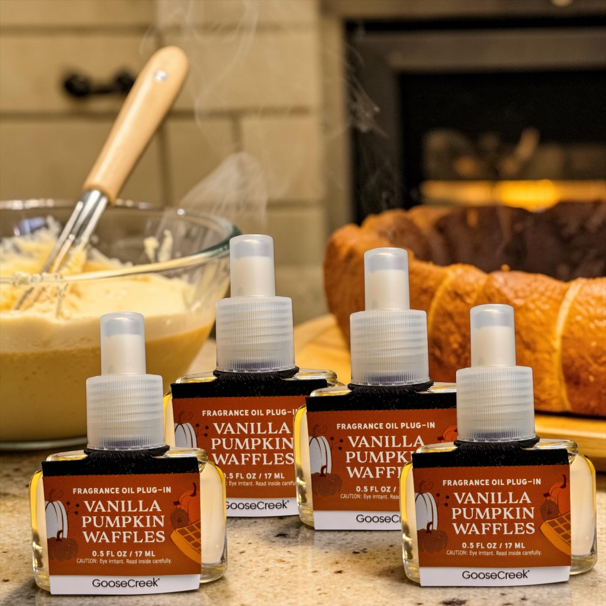 Vanilla Pumpkin Waffles Fragrance Oil Plug-In Refills, 0.5 FL OZ / 17 ML, 4 Pack