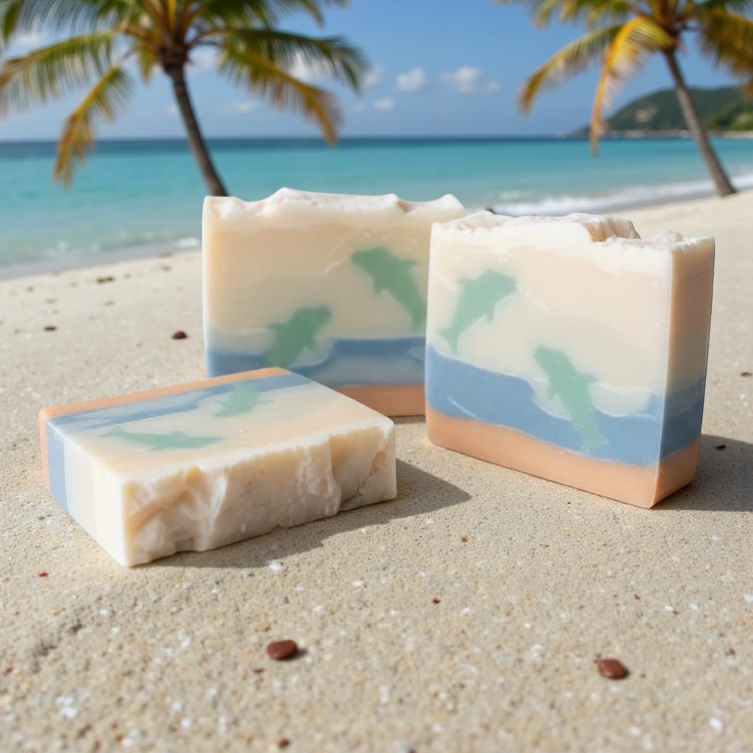 Handmade Artisan Soap Bars, Multi-Layered Decorative Design, Natural Bath Soap