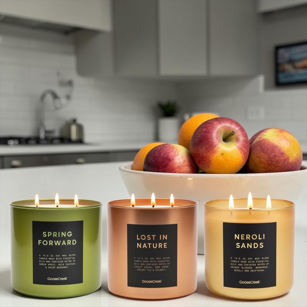 Soy Wax Blend Scented Candles with Natural Essential Oils, Set of 3, Lost in Nature, Spring Forward, Neroli Sands