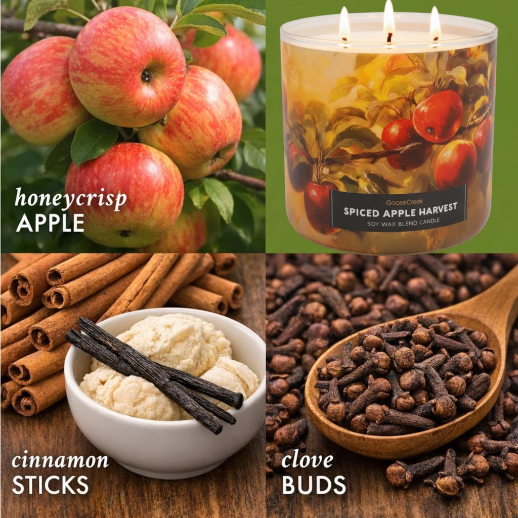 Spiced Apples Harvest Soy Wax Blend Candle, Honeycrisp Apples, Cinnamon Sticks, Clove Buds Scent