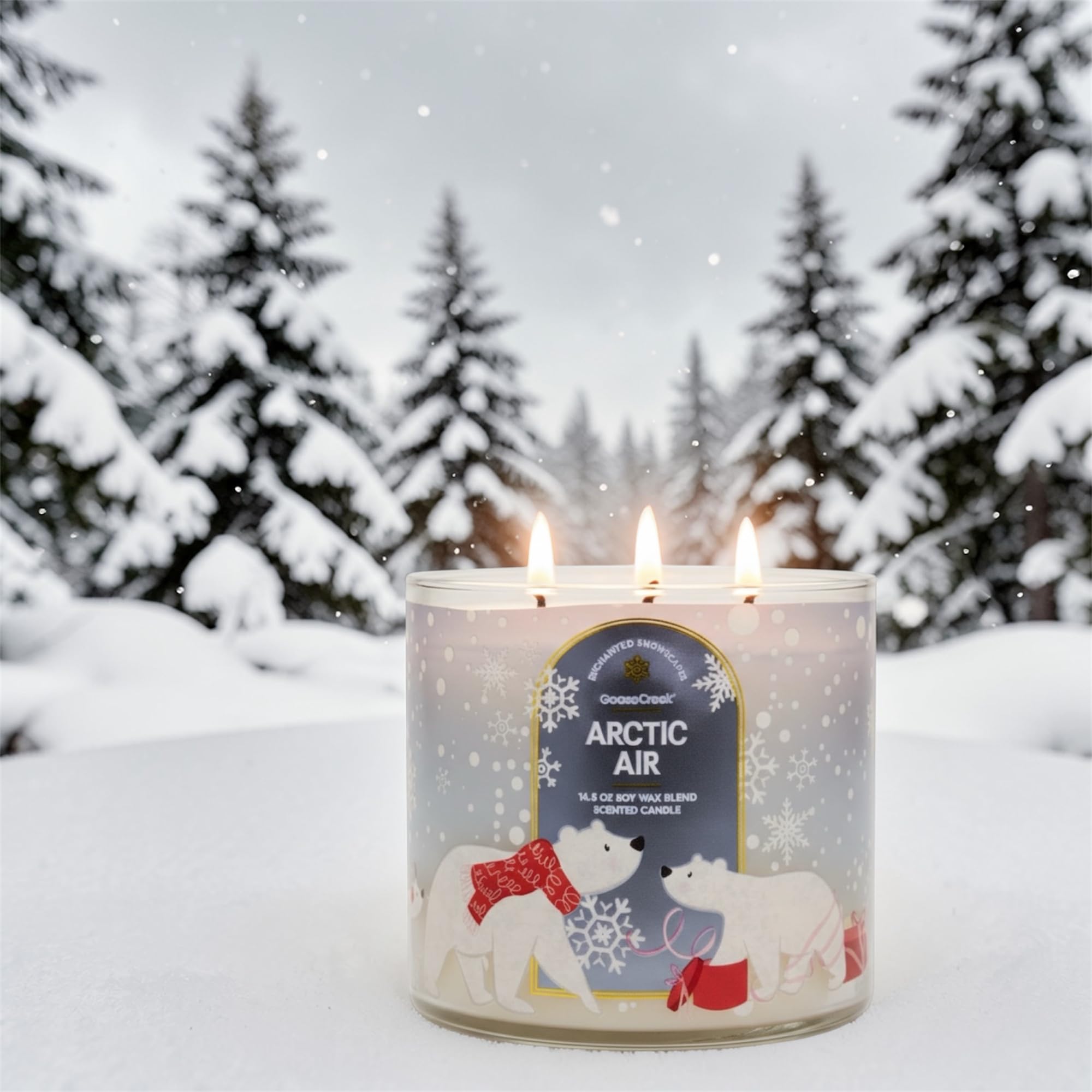 Arctic & Air Scented Candle, 14.5 oz Soy Wax Blend, 3-Wick, Frozen Juniper and Vanilla Icicles, Winter Theme